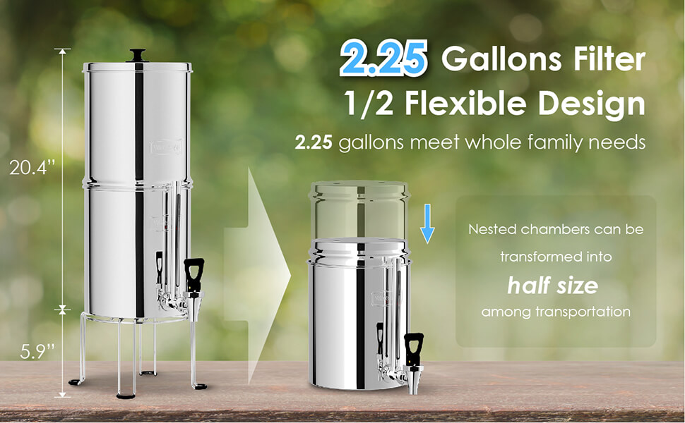 Waterdrop 2.25 Gal. Gravity-Fed Stainless Steel Countertop Water